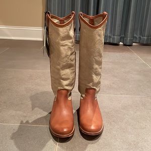 Frye Women's Heeled Boots in Tan and Cream